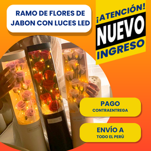 RAMO DE FLORES DE JABON CON LUCES LED